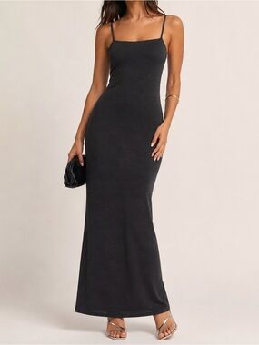 Gilli Slim Spaghetti-Strap Maxi Dress - Black